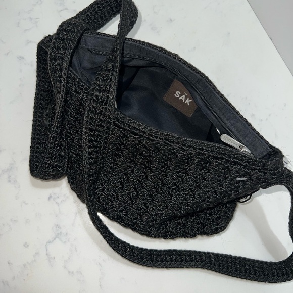Chic Black Crochet Shoulder Bag - Picture 5 of 12